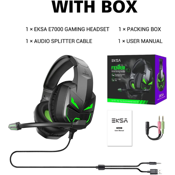 EKSA E7000 Fenrir Gaming Headset - Stereo Sound & LED Design - Dokkantech