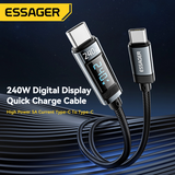 ESSAGER 240W Type C to Type C Cable With Digital Display - Black - Dokkan tech