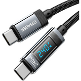 ESSAGER 240W Type C to Type C Cable With Digital Display - Black - Dokkan tech