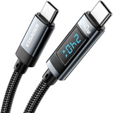ESSAGER 240W Type C to Type C Cable With Digital Display - Black - Dokkan tech