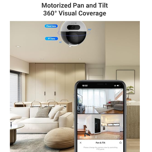 Ezviz C7 Dual 4MP 2K⁺ Indoor Camera – 360° View, White&Black-Dokkantech