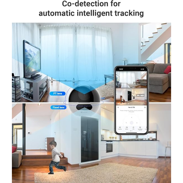 Ezviz C7 Dual 4MP 2K⁺ Indoor Camera – 360° View, White&Black-Dokkantech