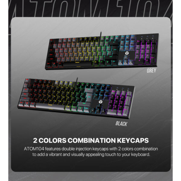Fantech  Atom 104 MK886 V2 Mechanical Gaming Keyboard Blue Switch –Black-dokantech