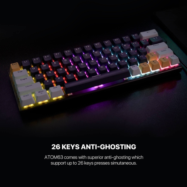 Fantech Atom 63 MK874 V2 Mechanical Keyboard – Blue Switch, Mizu Sky Blue-dokkantech