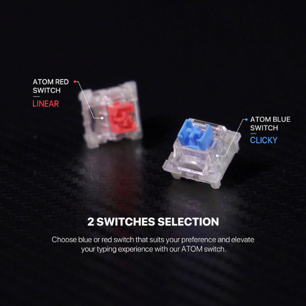 Fantech Atom 63 MK874 V2 Mechanical Keyboard – Blue Switch, Mizu Sky Blue-dokkantech