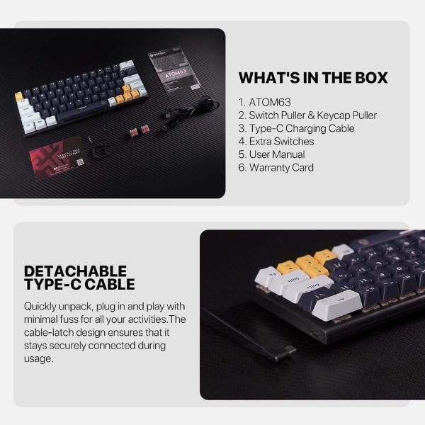 Fantech Atom 63 MK874 V2 Mechanical Keyboard – Blue Switch, Mizu Sky Blue-dokkantech