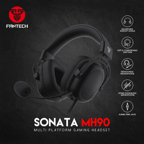 Fantech Sonata MH90 Multi-Platform Gaming Headset – 3.5mm Wired – Black-dokantech