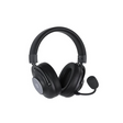 Black over-ear wireless gaming headset with an adjustable boom microphone, shown from a three-quarters angle on a solid white background.