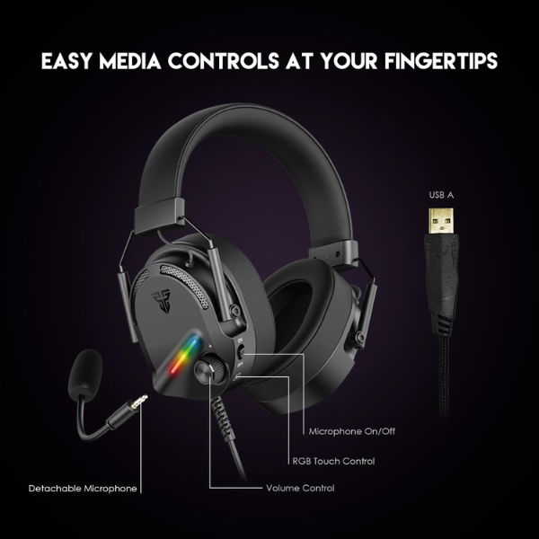 Fantech Alto HG26 7.1 Virtual Surround Sound Gaming Headset RGB Wired USB - Black - Dokkantech