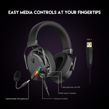 Fantech Alto HG26 7.1 Virtual Surround Sound Gaming Headset RGB Wired USB - Black - Dokkantech