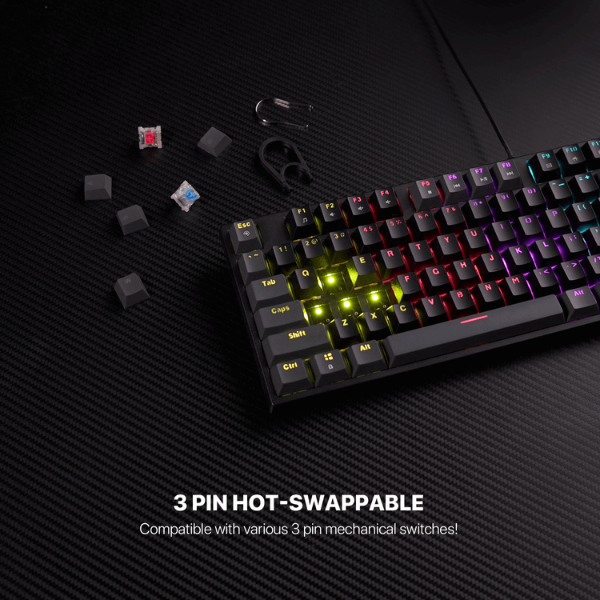 Fantech Atom 87 MK876 V2 Sumi Edition Mechanical Keyboard – Blue Switch - Dokkantech
