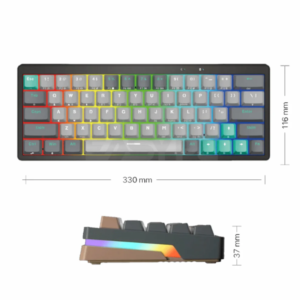 Fantech Atom Pro63 MK912 Mechanical Gaming Keyboard Red Switch EN Stellar Edition - Mercury - Dokkantech