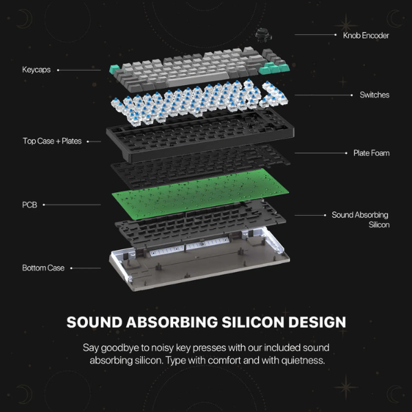 Fantech Atom Pro83 MK913 RGB 75% Mechanical Gaming Keyboard - Saturn - Dokkantech