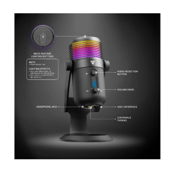 Fantech MCX03 Leviosa Max Microphone - Black - Dokkantech