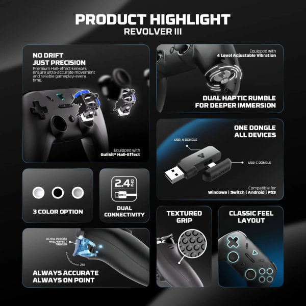 Fantech_Revolver_III_WGP12S_Wireless_Multi-Platform_Gamepad_3- Specs-DokkanTech