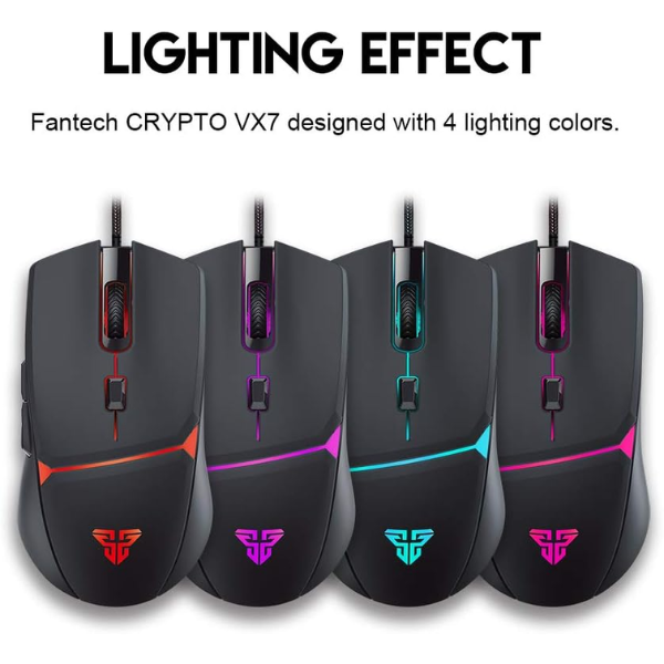 Fantech VX7 CRYPTO Wired Gaming Mouse - Black - Dokkantech
