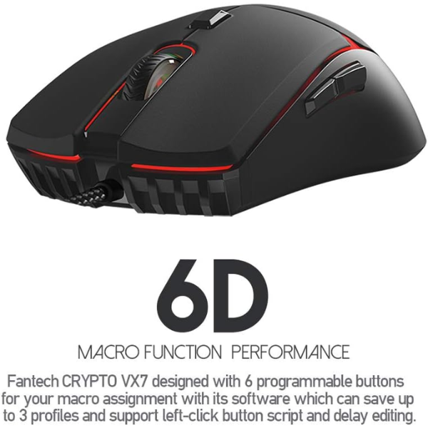 Fantech VX7 CRYPTO Wired Gaming Mouse - Black - Dokkantech