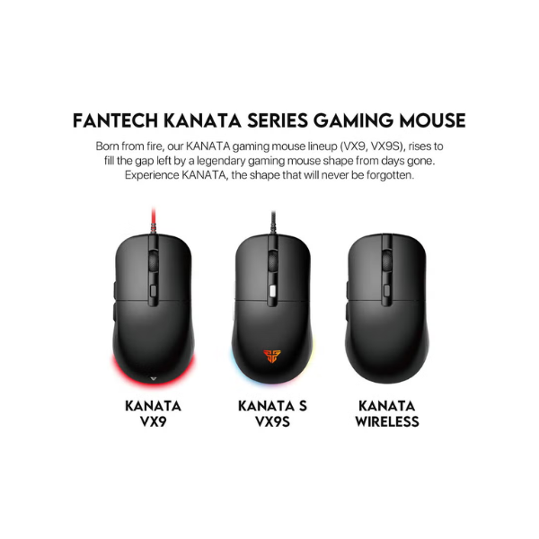 Fantech VX9S Kanata S Wired Gaming Mouse - Black - Dokkantech
