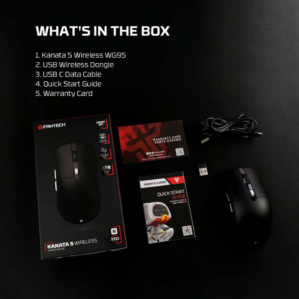 Fantech WG9S Kanata S Wireless Gaming Mouse – 12000 DPI, 1000Hz, RGB - Dokkantech