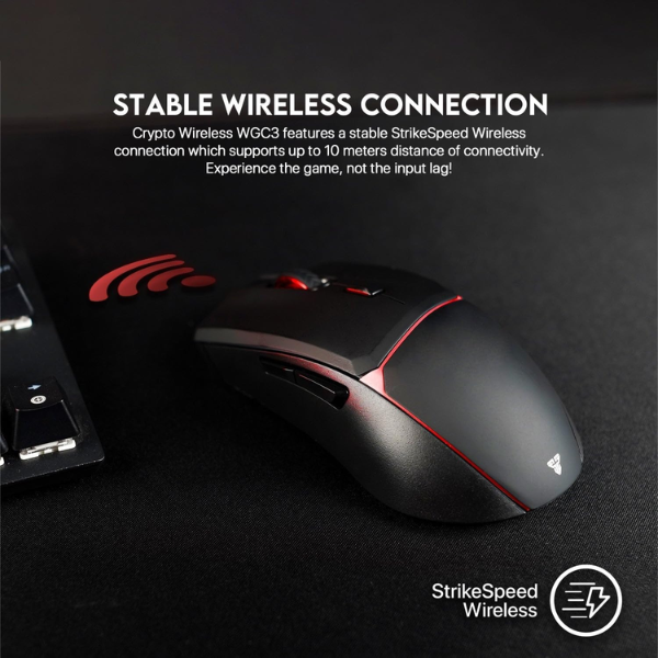 Fantech WGC3 Crypto Wireless Gaming Mouse - Black - Dokkantech