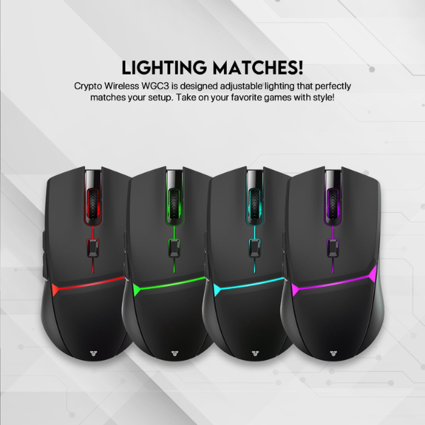 Fantech WGC3 Crypto Wireless Gaming Mouse - Black - Dokkantech