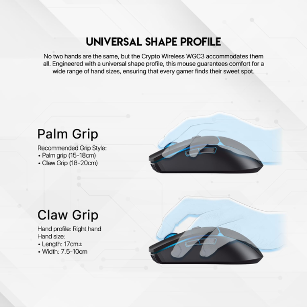 Fantech WGC3 Crypto Wireless Gaming Mouse - Black - Dokkantech