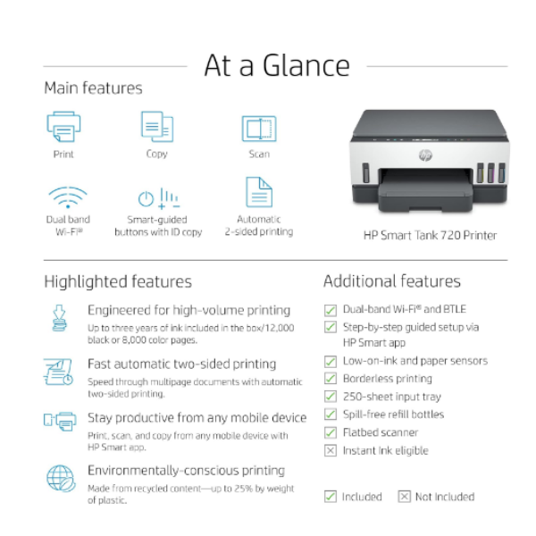 HP Smart Tank 720 All-in-One  printer (6UU46A)