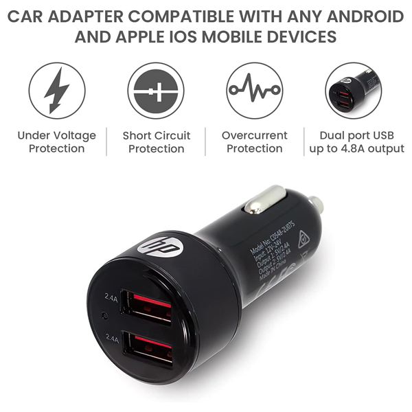 DokanTech_HP USB+QC3.0 Car Charger  USB 2.4A and USB 1A charging port