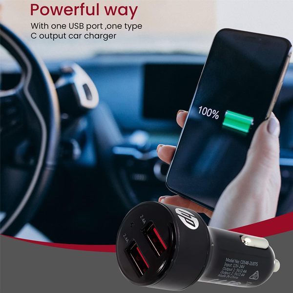 DokanTech_HP USB+QC3.0 Car Charger  USB 2.4A and USB 1A charging port
