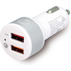 HP QC3.0 car charger USB 2.4A and 1A dual port – front view