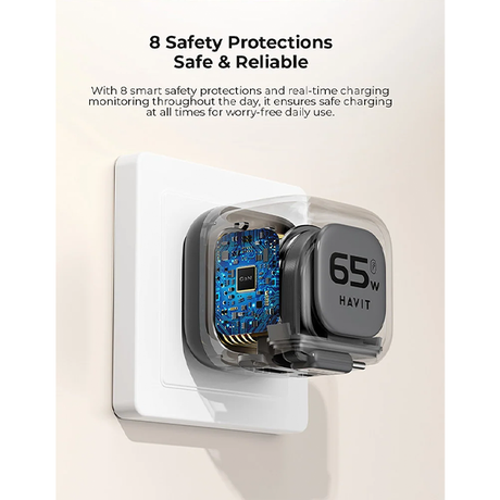 Havit65WGaNTravelChargerUC253EURetractableCableBlack-dokantech#