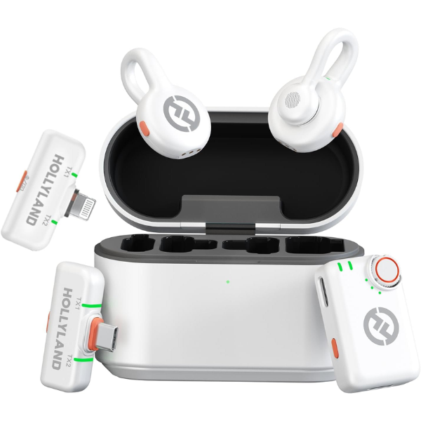 Hollyland Lark M2S Ultimate Combo Wireless Mic – Glacier White