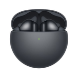 Black Huawei FreeBuds 7i earbuds seated in their open charging case.