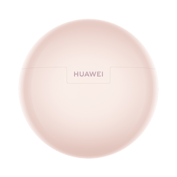 Closed pink Huawei FreeBuds 7i charging case showing the Huawei logo.