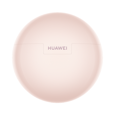 Closed pink Huawei FreeBuds 7i charging case showing the Huawei logo.