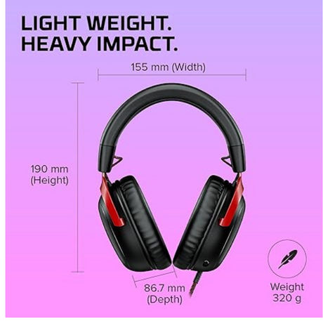 DokanTech_HyperX Cloud III Gaming Headset, PC, PS5, Xbox Series X|S, 53mm Drivers