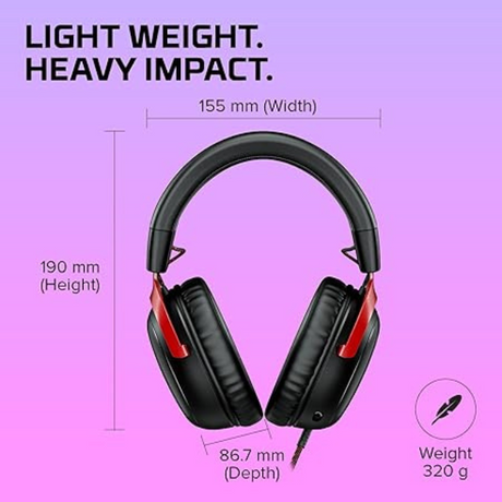 DokanTech_HyperX Cloud III Gaming Headset, PC, PS5, Xbox Series X|S, 53mm Drivers