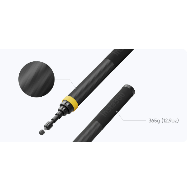 Insta360 Extends Selfie Stick From 36cm to 3m (1.4 in to 9.8ft) - Black