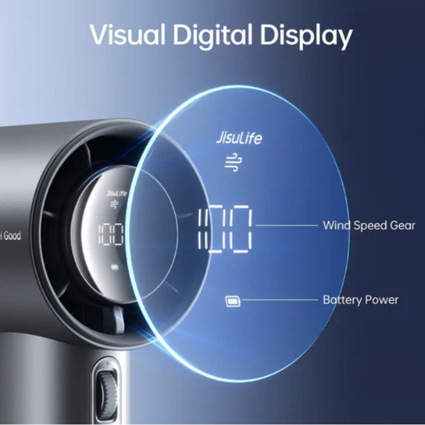 JisuLife Pro1 S Handheld Fan 5000mAh – Dark Grey, digital display