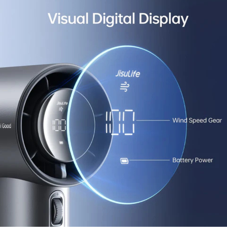 JisuLife Pro1 S Handheld Fan 5000mAh – Dark Grey, digital display