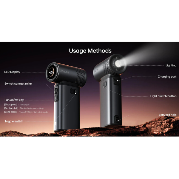 JisuLife Handheld Fan Ultra2 High-Speed Personal Cooler 9000mAh Usage Methods- DokkanTech