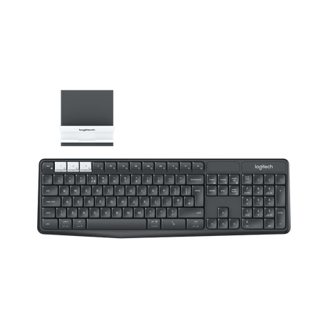 Logitech K375S multi-device wireless keyboard – front view with stand