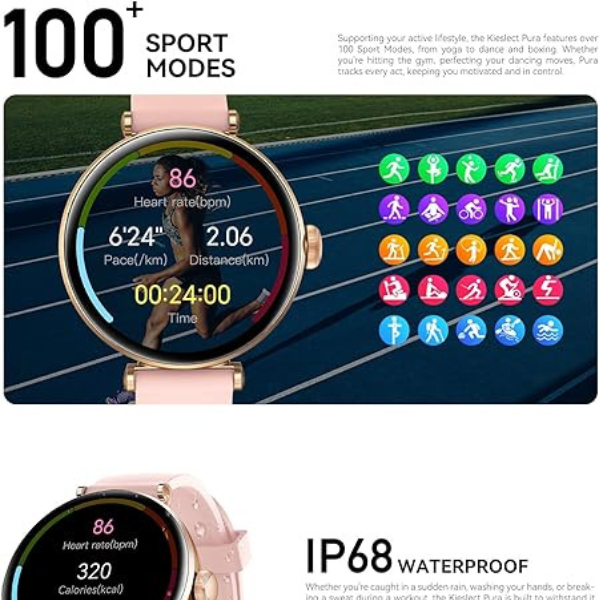 DokanTech_Kieslect Pura Reno Smartwatch, 1.19 AMOLED, GPS, health tracking, BT calling_Gold