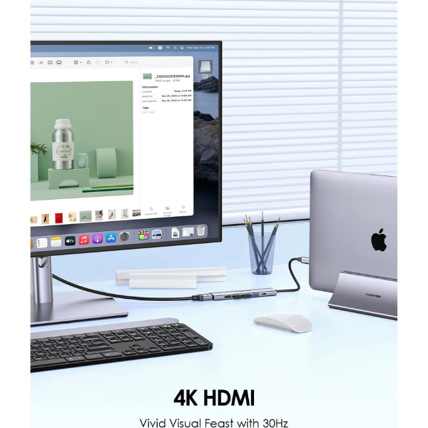 LENTION USB-C Hub 100W PD, 4K HDMI, 4 USB 3.0 Ports (CB-CH17)  – Space Gray - Dokkantech