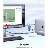 LENTION USB-C Hub 100W PD, 4K HDMI, 4 USB 3.0 Ports (CB-CH17)  – Space Gray - Dokkantech