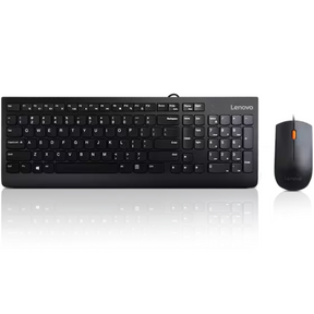 Lenovo 300 USB wired keyboard and mouse combo Arabic – front view black