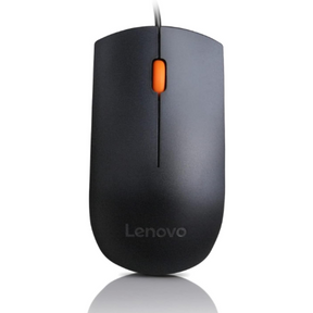 Lenovo 300 USB wired mouse 1600 DPI ambidextrous – front view black
