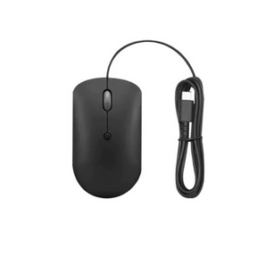 Lenovo 400 USB-C wired compact mouse 2400 DPI 4-button – front view black