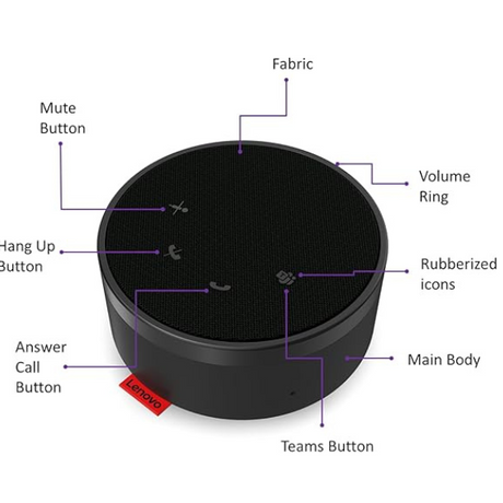 Lenovo Go Wired Speakerphone USB-C – Certified for Microsoft Teams, Black-dokantech