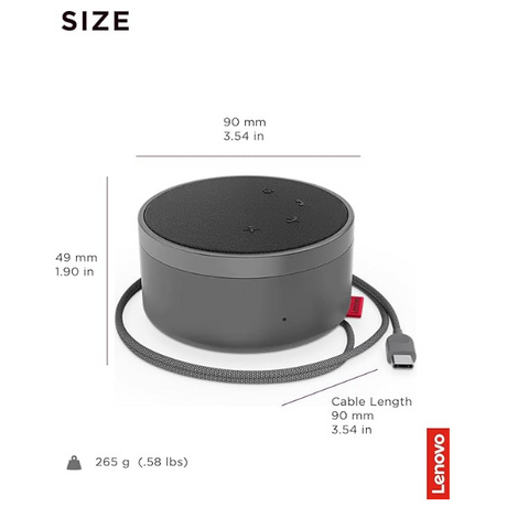 Lenovo Go Wired Speakerphone USB-C – Certified for Microsoft Teams, Black-dokantech